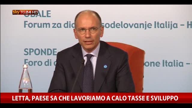 Letta: "Il Paese sa che lavoriamo a calo tasse e sviluppo"