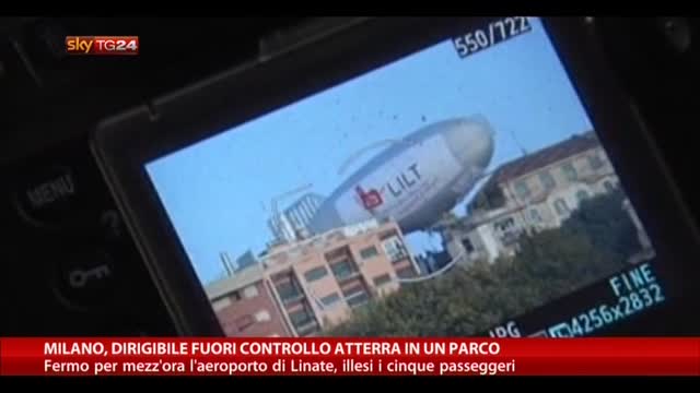 Milano, dirigibile fuori controllo atterra in un parco