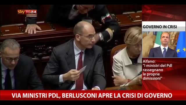 Berlusconi fa dimettere ministri Pdl. Letta: gesto folle