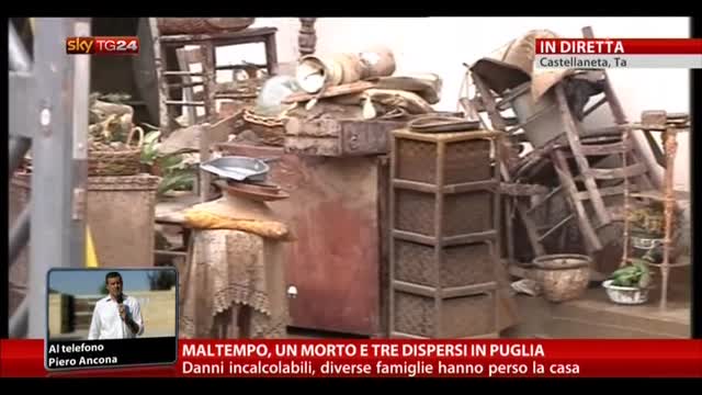 Maltempo, un morto e tre dispersi in Puglia
