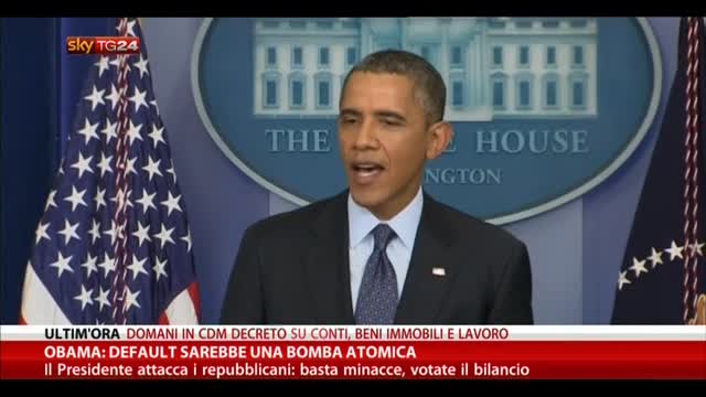 Obama: il default sarebbe una bomba atomica