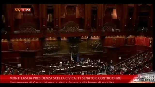 Monti lascia Presidenza Scelta Civica: 11 senatori contro me