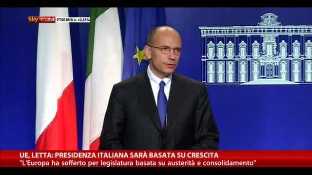 Ue, Letta: presidenza italiana sarà basata su crescita