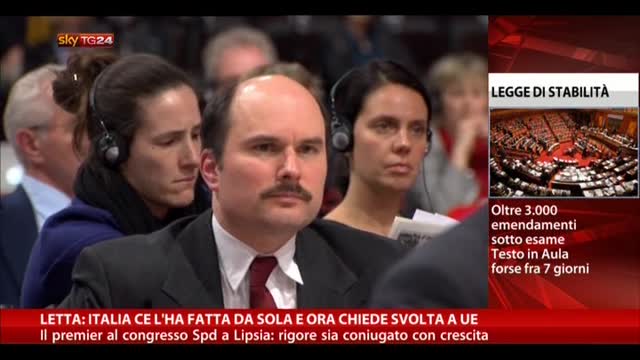 Letta: Italia ce l'ha fatta da sola e ora chiede svolta a UE
