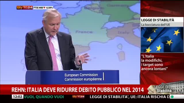 Rehn: Italia deve ridurre debito pubblico nel 2014