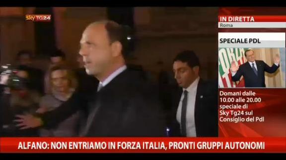 Alfano: non entriamo in Forza Italia, pronti gruppi autonomi