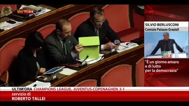 Berlusconi, 17.42 la dichiarazione di decadenza da senatore