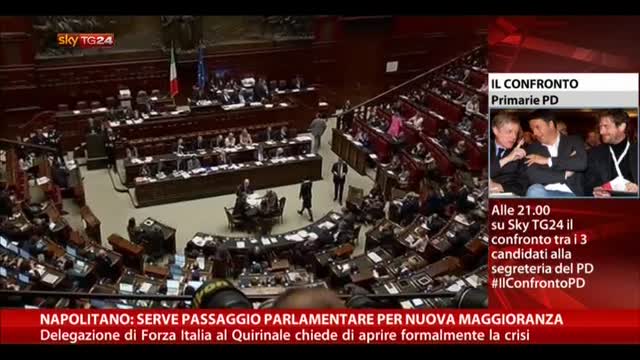 Napolitano: passaggio parlamentare per nuova maggioranza