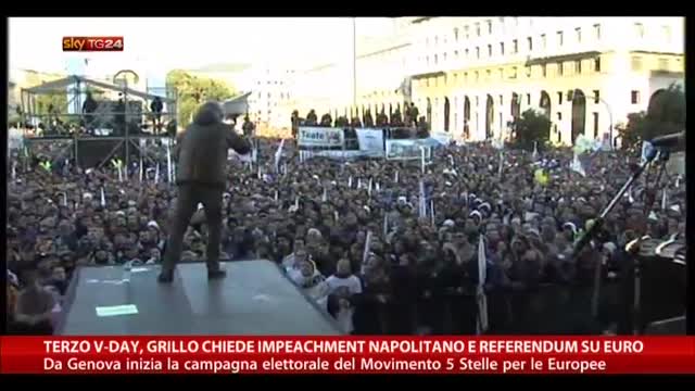 Terzo V-Day, Grillo chiede impeachment a Napolitano