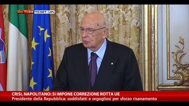 Crisi, Napolitano: si impone correzione rotta UE