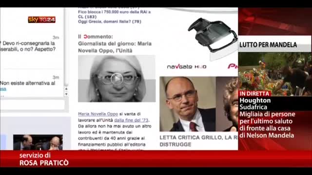 Grillo, polemica dopo il post contro giornalista de L'Unità