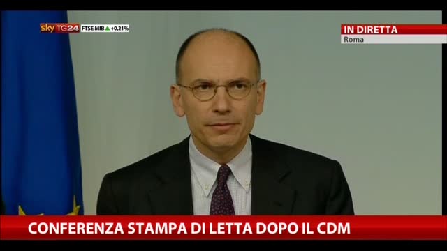 Conferenza stampa di Letta dopo il Cdm