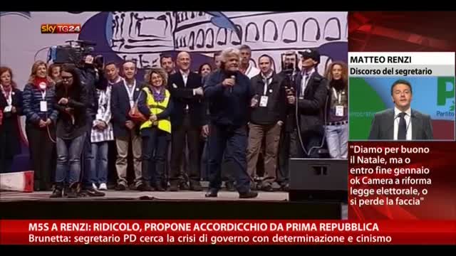 M5S:Renzi ridicolo, propone accordicchio da Prima Repubblica