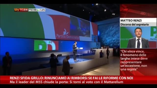 Renzi a Grillo: rinunciamo a rimborsi se fai riforme con noi