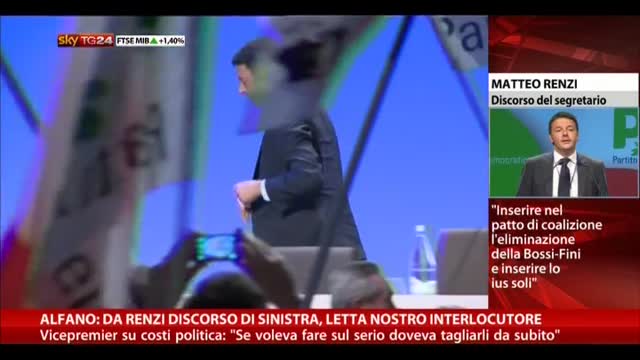 Alfano: da Renzi discorso di sinistra