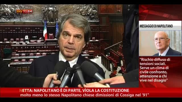 Brunetta: Napolitano è di parte, vìola la Costituzione