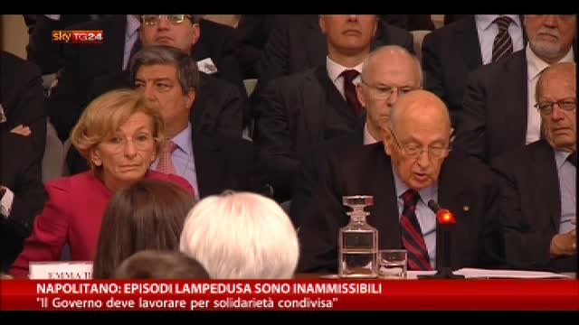 Napolitano: episodi Lampedusa sono inammissibili