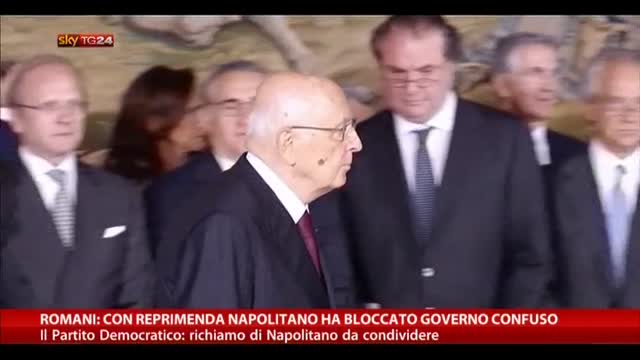 Romani: con reprimenda Napolitano blocca governo confuso