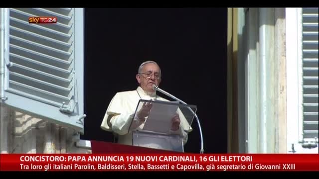 Concistoro,Papa annuncia 19 nuovi cardinali: 16 gli elettori