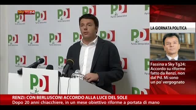 Renzi: con Berlusconi accordo alla luce del sole