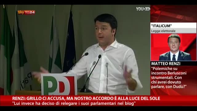 Renzi: Grillo accusa, ma nostro accordo alla luce del sole