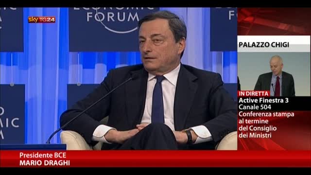 Davos, Draghi: No deflazione area Euro ma BCE vigila rischi