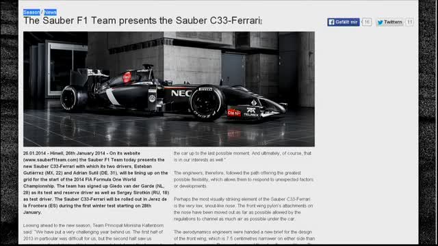 F1, la Sauber presenta la nuova C33-Ferrari