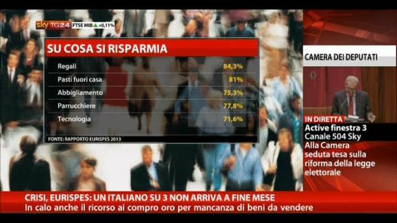 Crisi, Eurispes: un italiano su 3 non arriva a fine mese