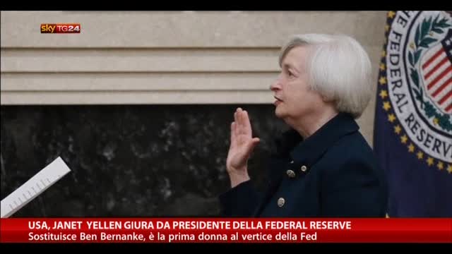 Usa, Janet Yellen giura da presidente della Federal Reserve