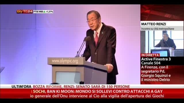 Sochi, Ban Ki Moon: il mondo si sollevi contro attacchi gay
