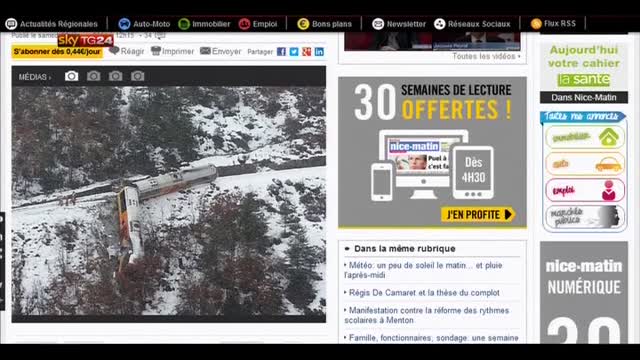 Treno turistico deraglia sulle alpi francesi