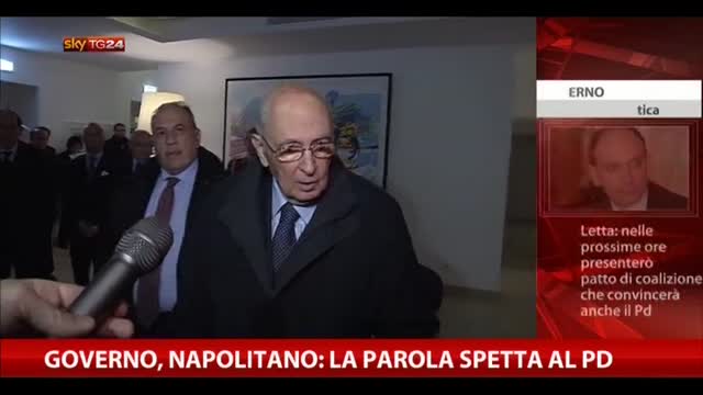 Governo, Napolitano: la parola spetta al Pd