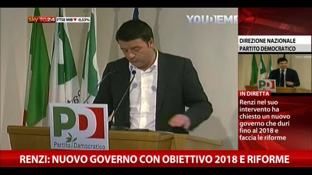 Renzi: Nuovo Governo con obiettivo 2018 e riforme