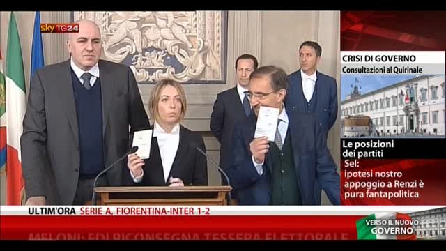 Meloni: Fratelli d'Italia consegna tessera elettorale