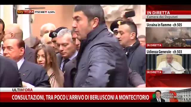 Consultazioni, l'arrivo di Berlusconi a Montecitorio