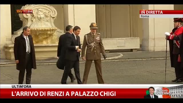 L'arrivo di Renzi a Palazzo Chigi