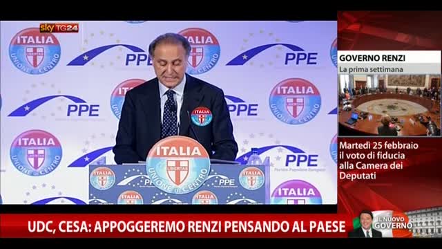 Udc, Cesa: appoggeremo Renzi pensando al Paese