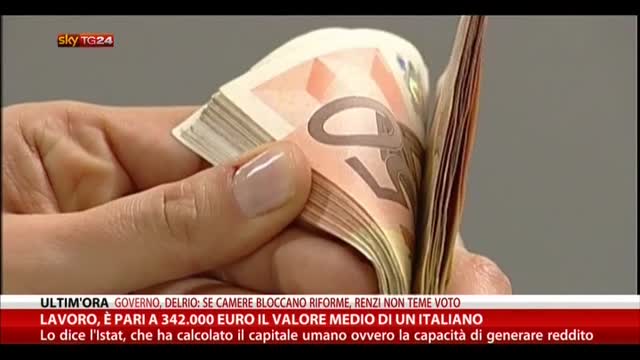 Lavoro, è pari a 342.000 euro il valore medio di un italiano