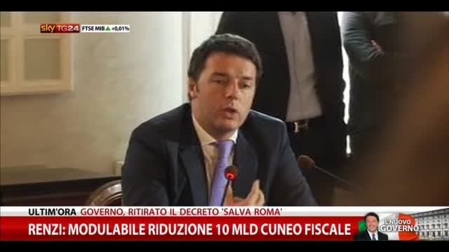 Renzi: modulabile riduzione 10 mld cuneo fiscale