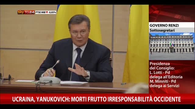 Ucraina, Yanukovich: morti frutto irresponsabilità occidente