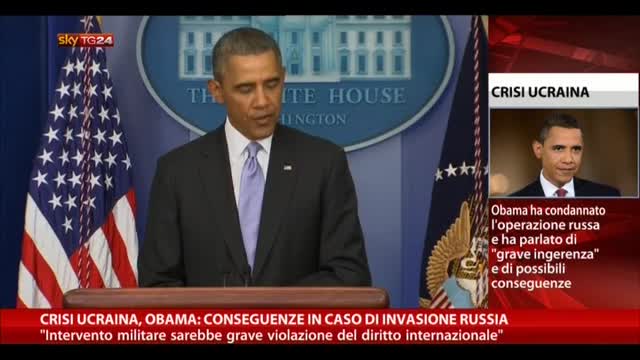 Ucraina, Obama: "Conseguenze in caso di invasione russa"