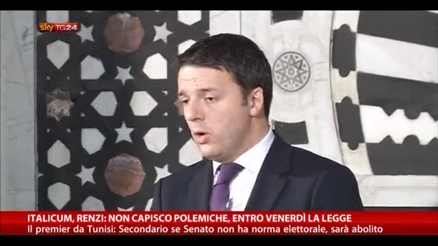 Italicum,Renzi:non capisco polemiche, entro venerdi la legge