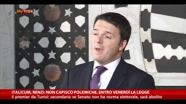 Italicum,Renzi: Non capisco polemiche, per venerdì la legge