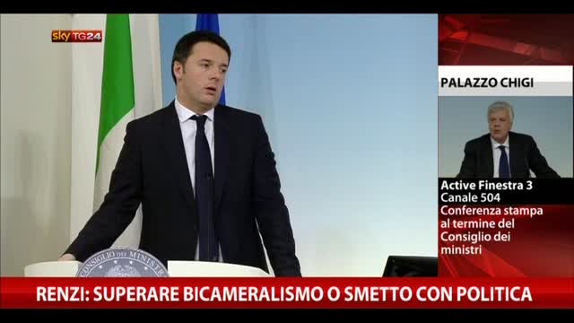 Renzi: superare bicameralismo o smetto con politica