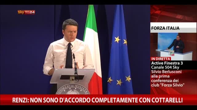 Renzi: non sono d'accordo completamente con Cottarelli