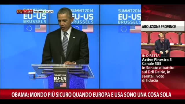 Obama: mondo più sicuro se Europa e Usa sono una cosa sola