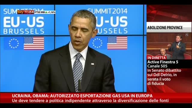 Ucraina, Obama: Autorizzato esportazione gas in Europa