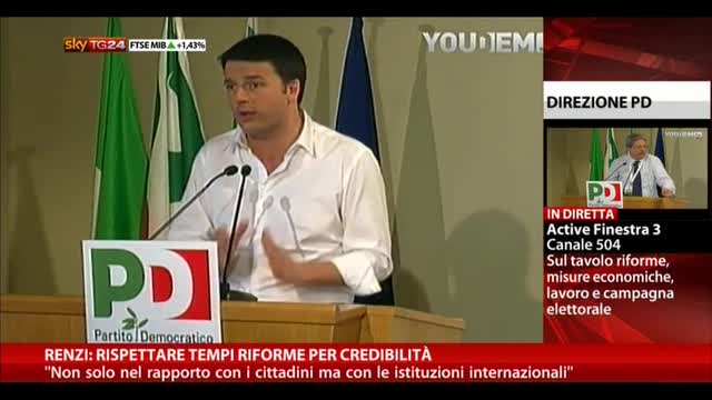 Renzi: "Rispettare i tempi delle riforme per credibilità"