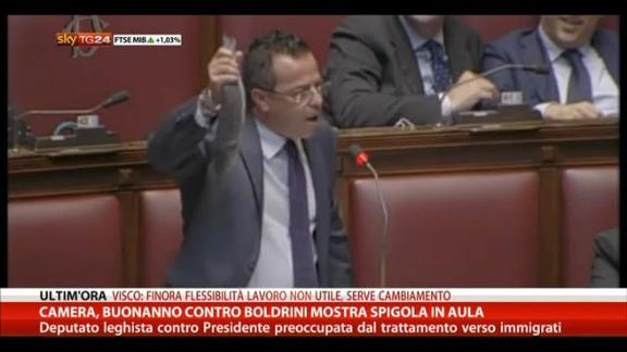 Camera, Buonanno contro Boldrini mostra una spigola in aula