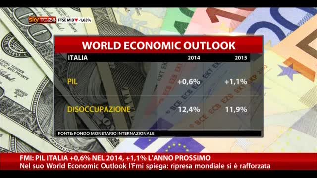 FMI: Pil Italia +0,6% nel 2014, +1,1% l'anno prossimo